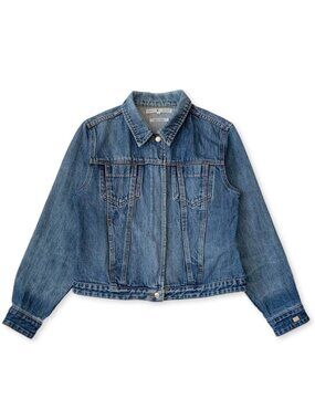 Tommy Hilfiger Denim Jean Distressed Zipper Jacket Coat Blue Preppy Cowgirl